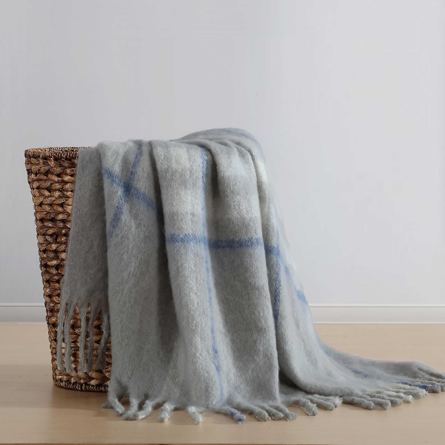 image:imageNautica Blanket Faux Mohair Throw Blanket for Bed or Couch YarnDyed with Soft Textured Feel Medium Weight for Year Round Ryan Cove Plaid Blue 50 x 60Ryan Cove Plaid Grey
