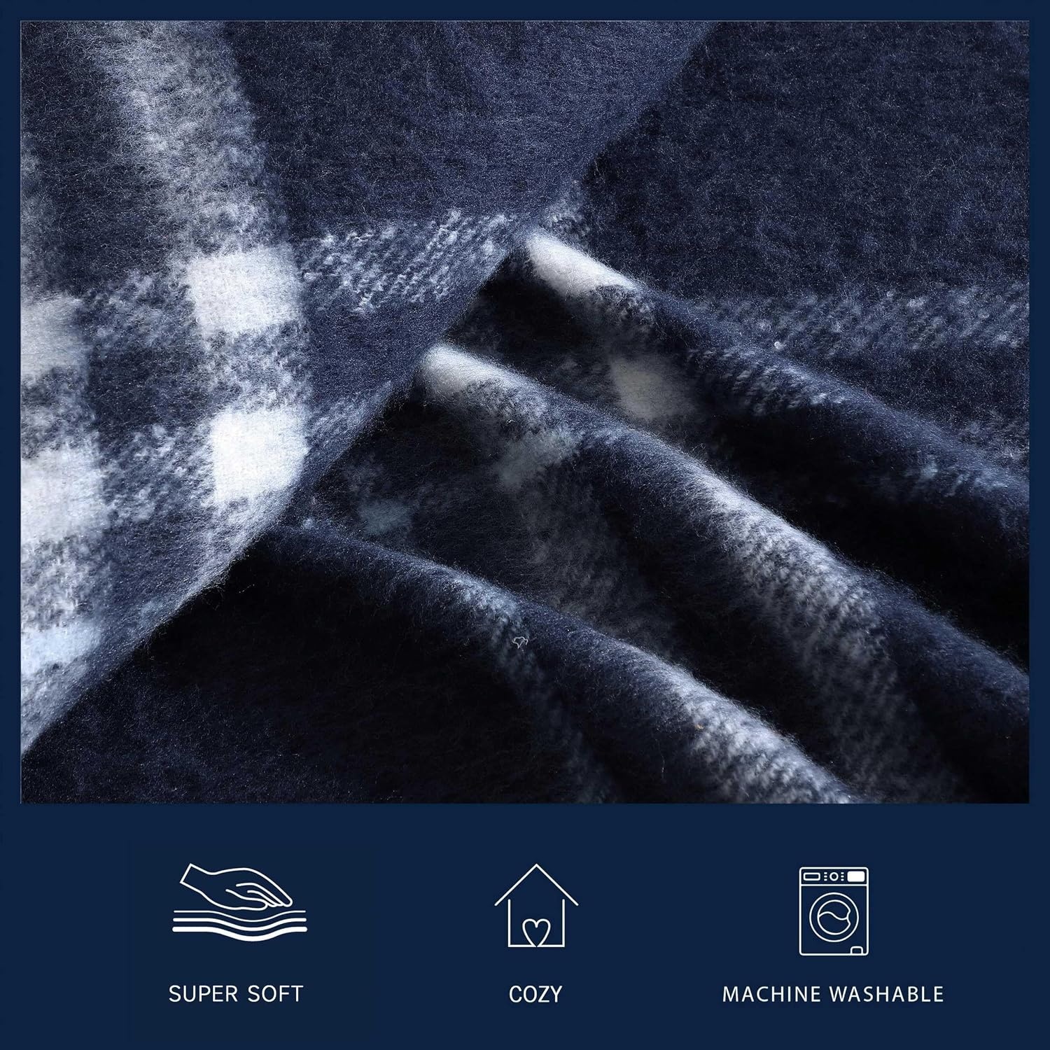 image:imageNautica Blanket Faux Mohair Throw Blanket for Bed or Couch YarnDyed with Soft Textured Feel Medium Weight for Year Round Ryan Cove Plaid Blue 50 x 60Ryan Cove Plaid Blue