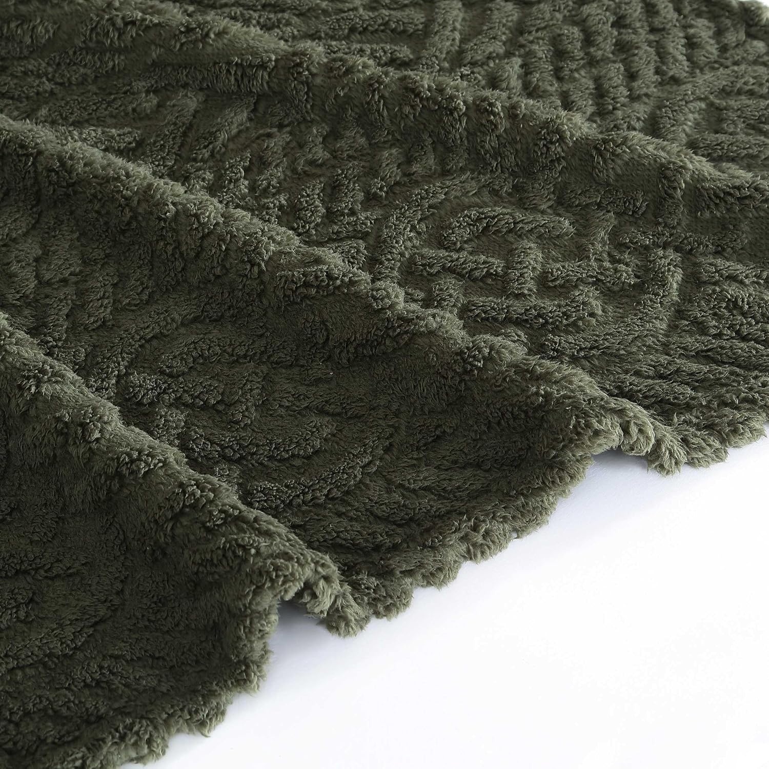 image:imageNautica Throw Blanket Soft Cable Knit Sherpa Bedding Ideal for Bed or Couch Declan Navy 50 x 60Declan Green