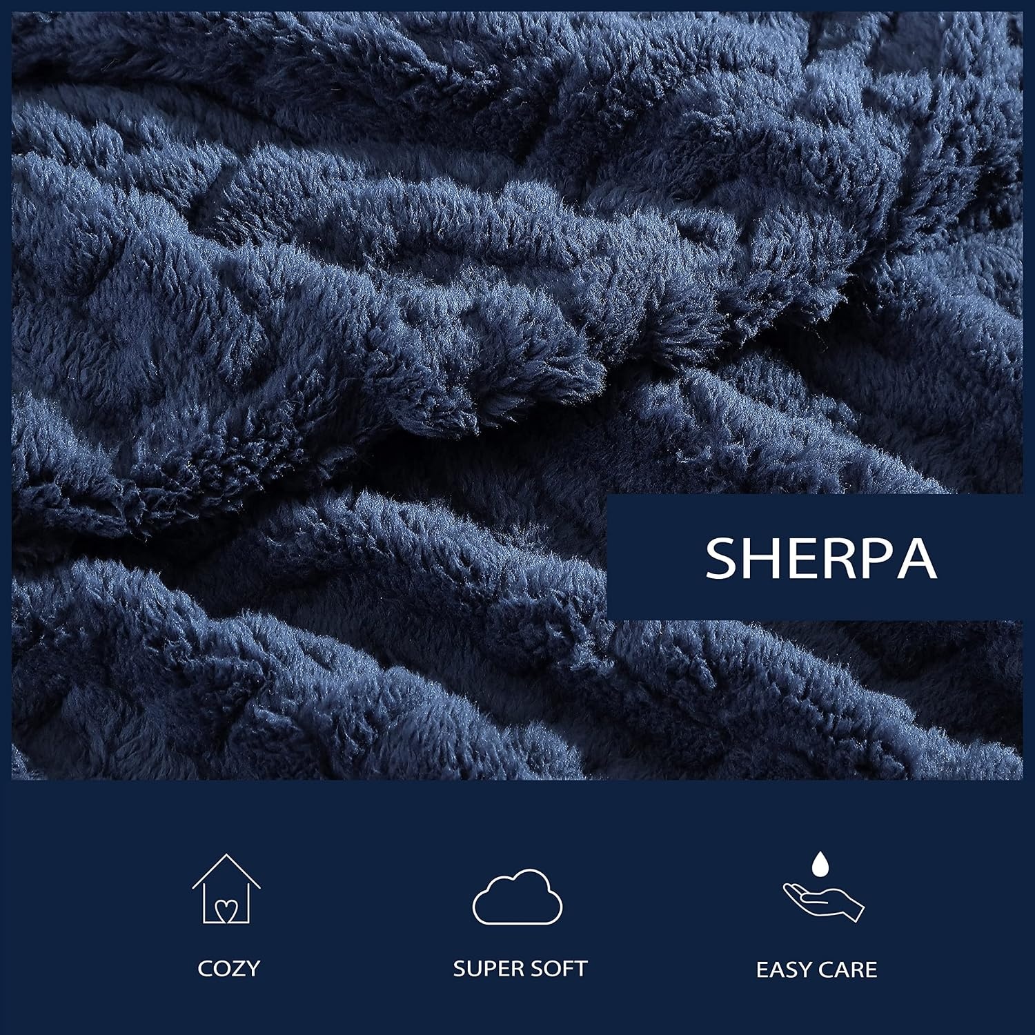 image:imageNautica Throw Blanket Soft Cable Knit Sherpa Bedding Ideal for Bed or Couch Declan Navy 50 x 60Declan Navy