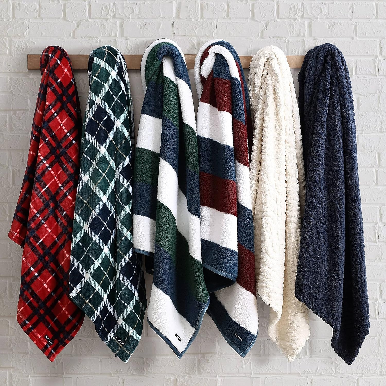 image:imageNautica Throw Blanket Soft Cable Knit Sherpa Bedding Ideal for Bed or Couch Declan Navy 50 x 60Declan Navy