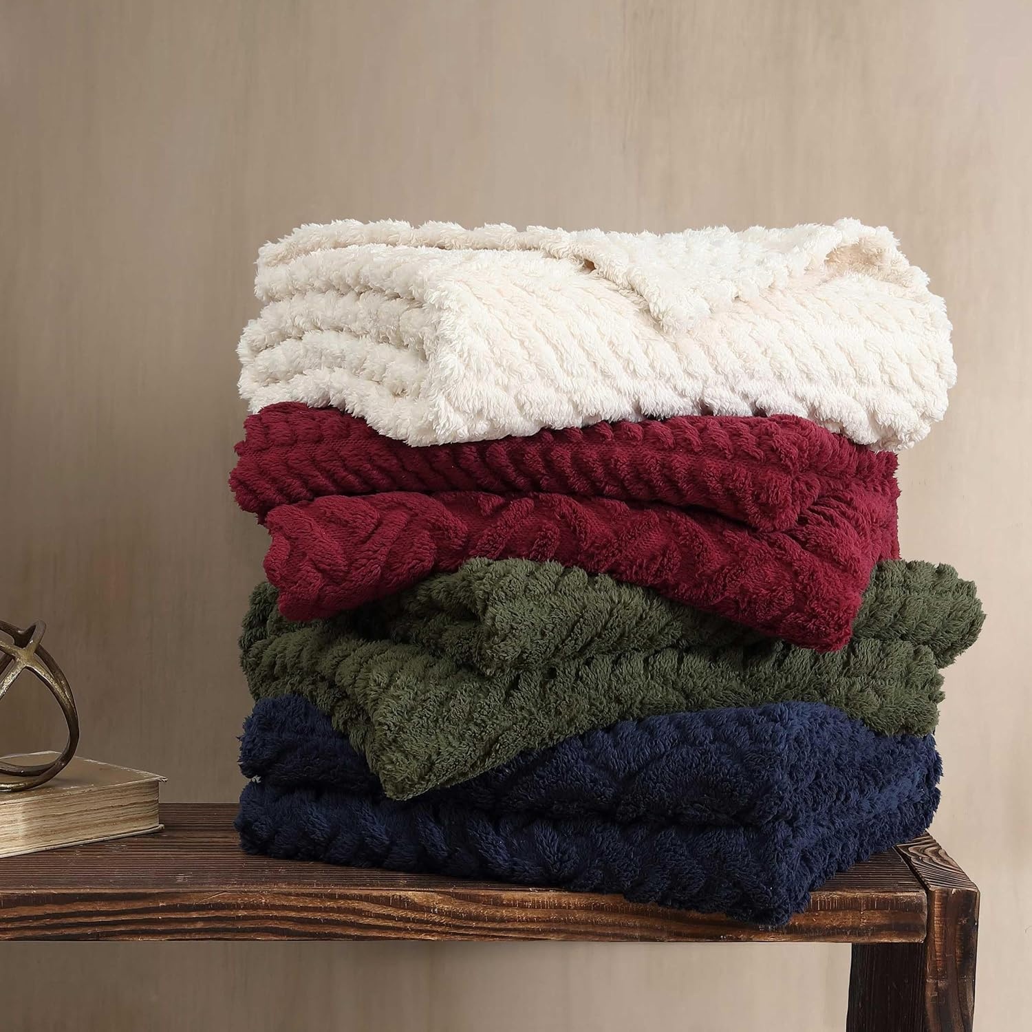 image:imageNautica Throw Blanket Soft Cable Knit Sherpa Bedding Ideal for Bed or Couch Declan Navy 50 x 60Declan Red