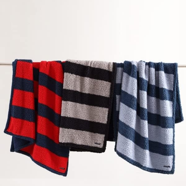 image:imageNautica Throw Blanket Soft Cable Knit Sherpa Bedding Ideal for Bed or Couch Declan Navy 50 x 60Lawndale BlackGrey
