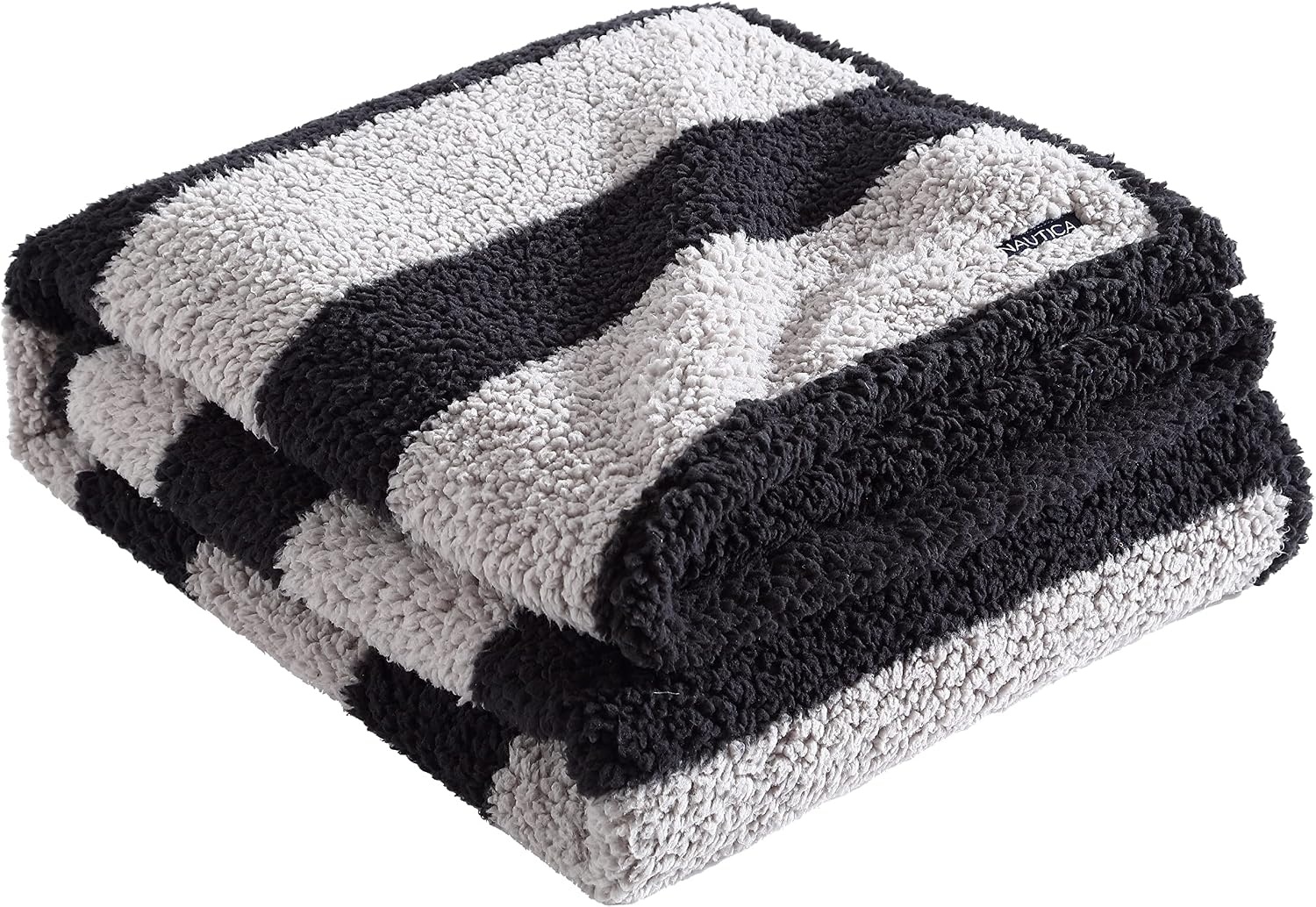 image:imageNautica Throw Blanket Soft Cable Knit Sherpa Bedding Ideal for Bed or Couch Declan Navy 50 x 60Lawndale BlackGrey