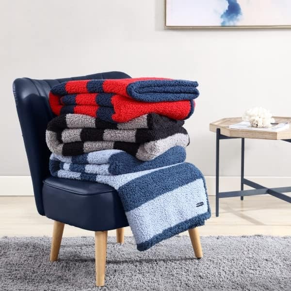 image:imageNautica Throw Blanket Soft Cable Knit Sherpa Bedding Ideal for Bed or Couch Declan Navy 50 x 60Lawndale BlackGrey