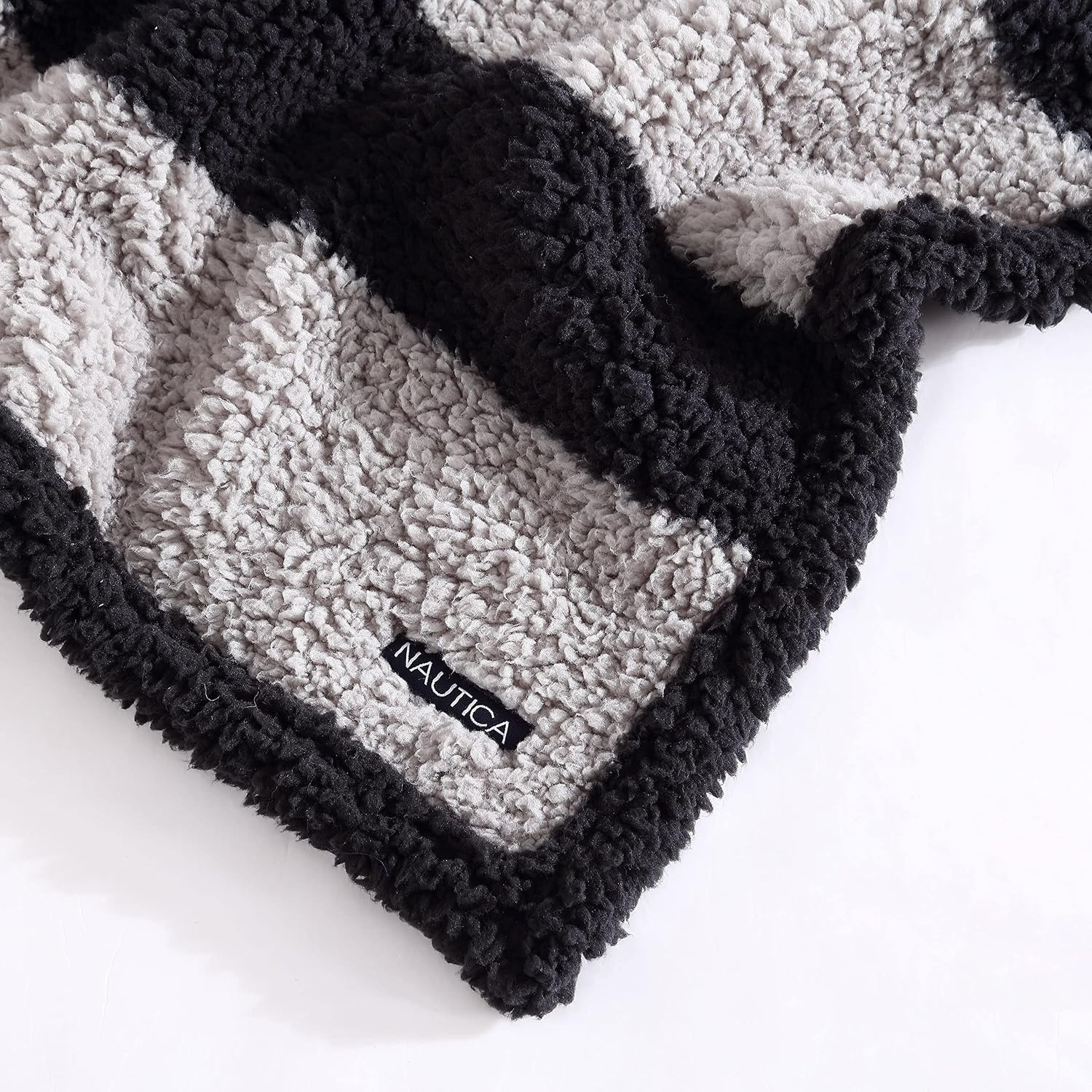 image:imageNautica Throw Blanket Soft Cable Knit Sherpa Bedding Ideal for Bed or Couch Declan Navy 50 x 60Lawndale BlackGrey