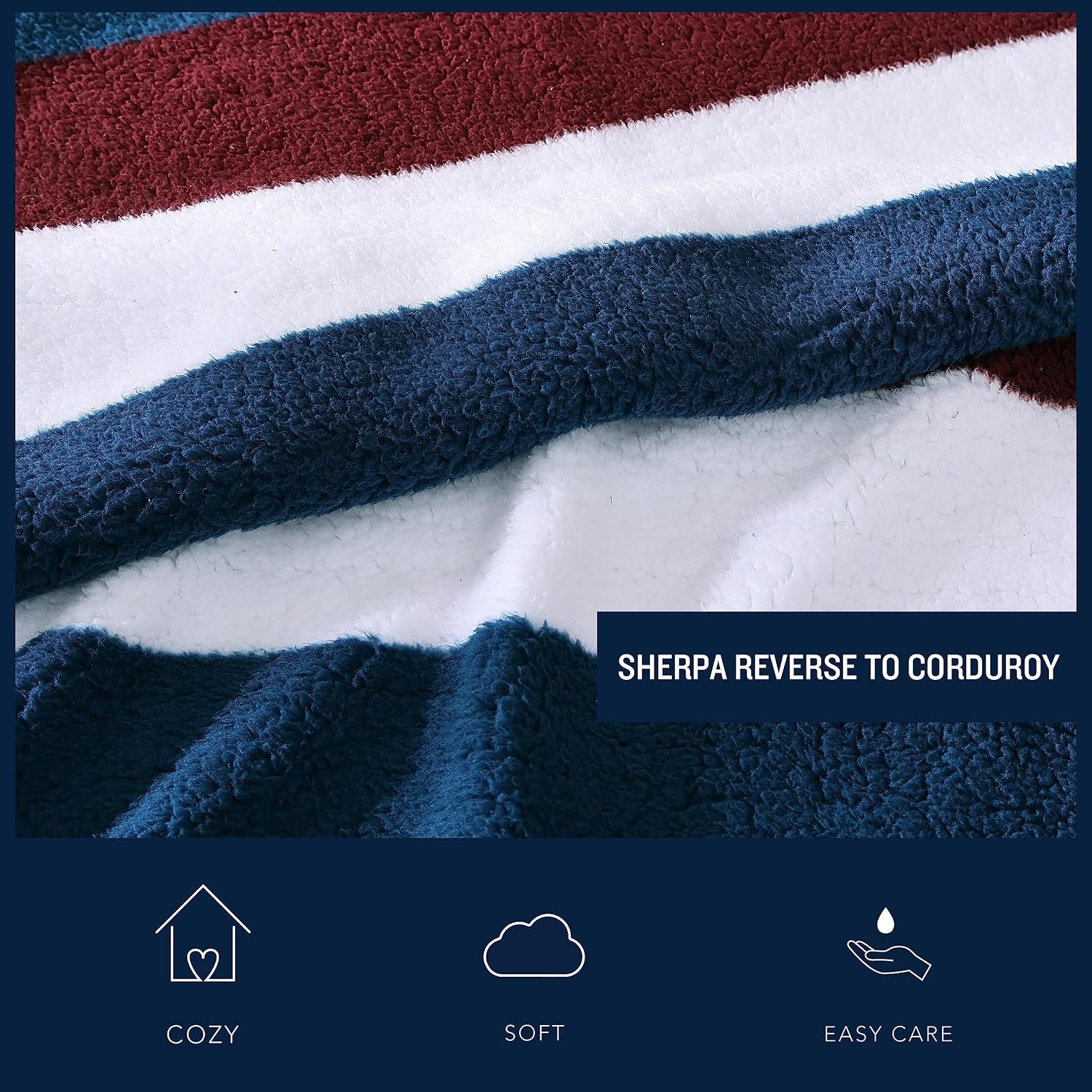 image:imageNautica Throw Blanket Soft Cable Knit Sherpa Bedding Ideal for Bed or Couch Declan Navy 50 x 60Wilton Navy