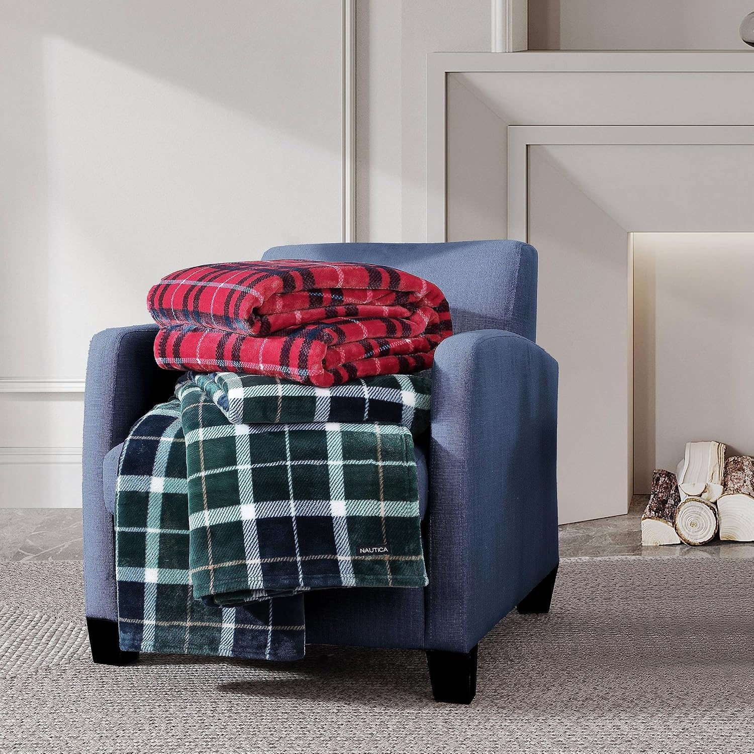 image:imageNautica Twin Blanket Soft Plush Fleece Bedding Ideal for Bed or Couch Dorm Essentials OekoTex Certified Winter Tattersall RedNorthsail Plaid Navy