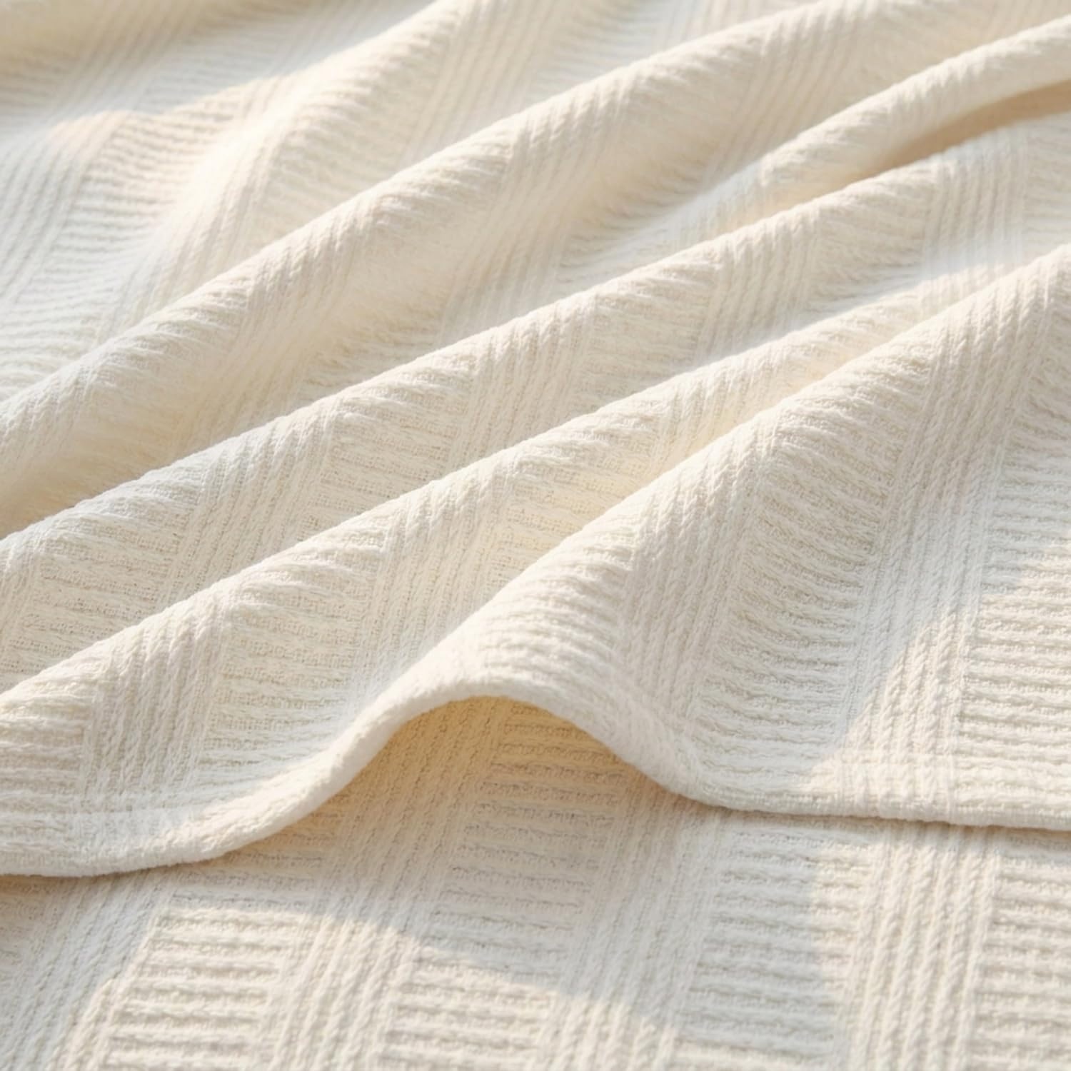 image:imageNautica Twin Blanket Woven Textured Cotton Bedding Ideal for Bed or Couch Dorm Essentials OekoTex Certified Rope Stripe WhiteWhite