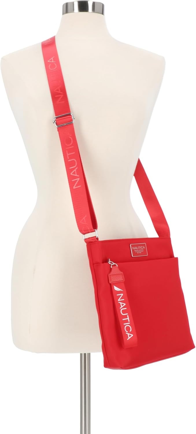 image:imageNautica Diver Nylon Small Womens Crossbody Bag Purse with Adjustable Shoulder StrapRed Enamel