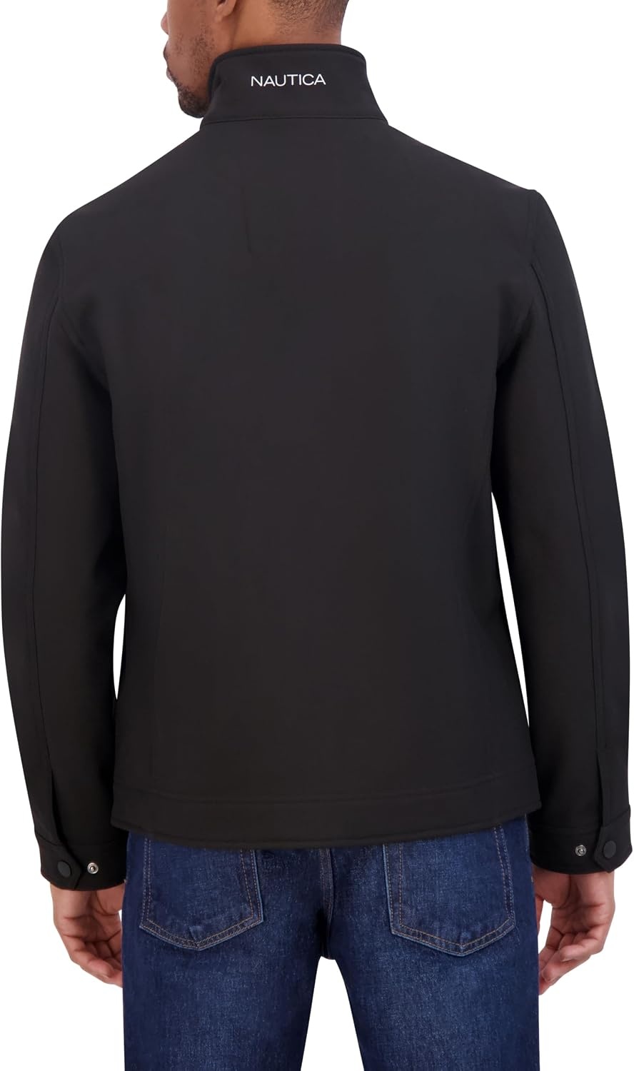 image:imageNautica Mens Bonded Fleece Softshell Jacket Water Resistant Zip Front Transitional CoatBlack