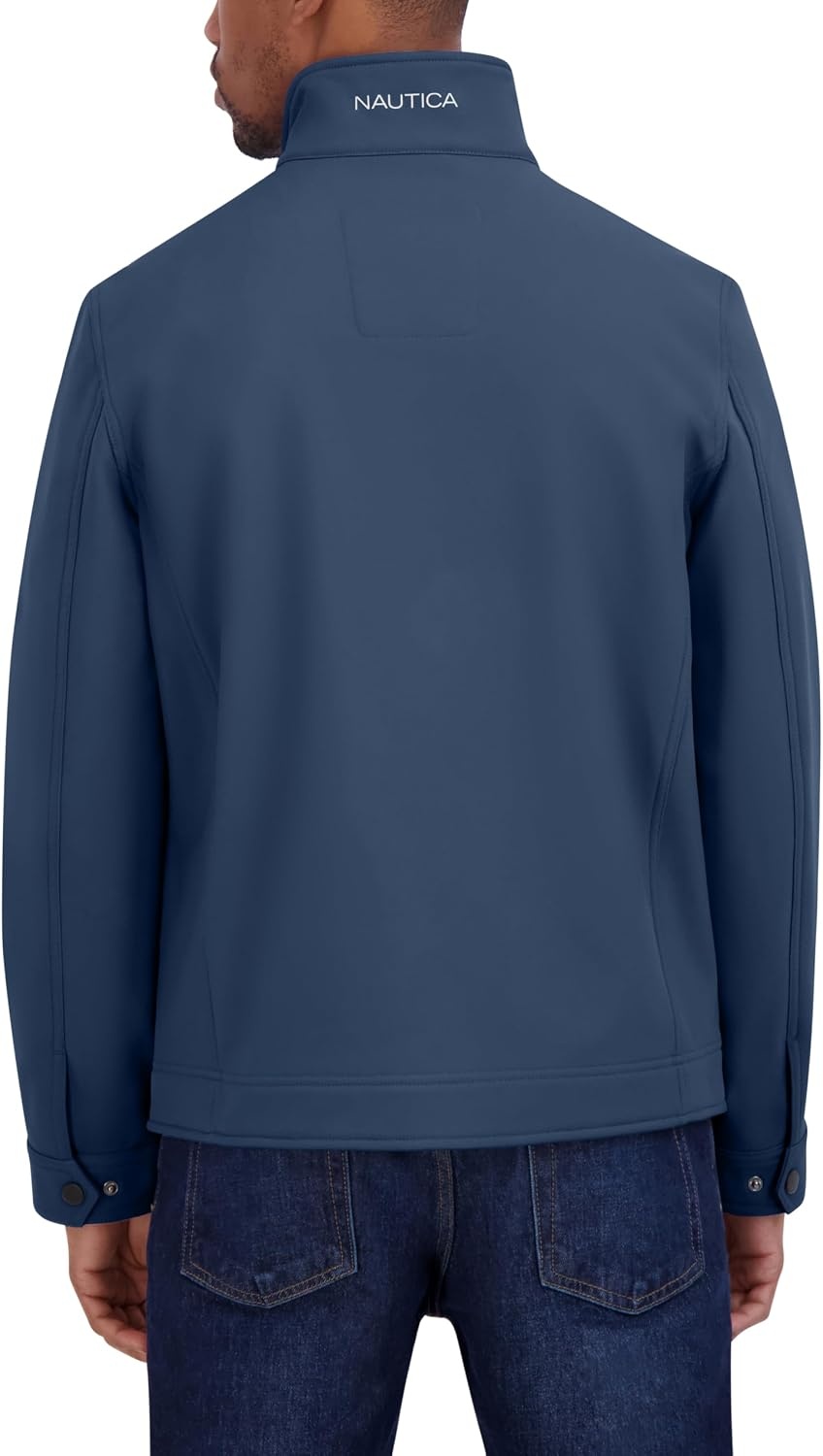image:imageNautica Mens Bonded Fleece Softshell Jacket Water Resistant Zip Front Transitional CoatDark Denim