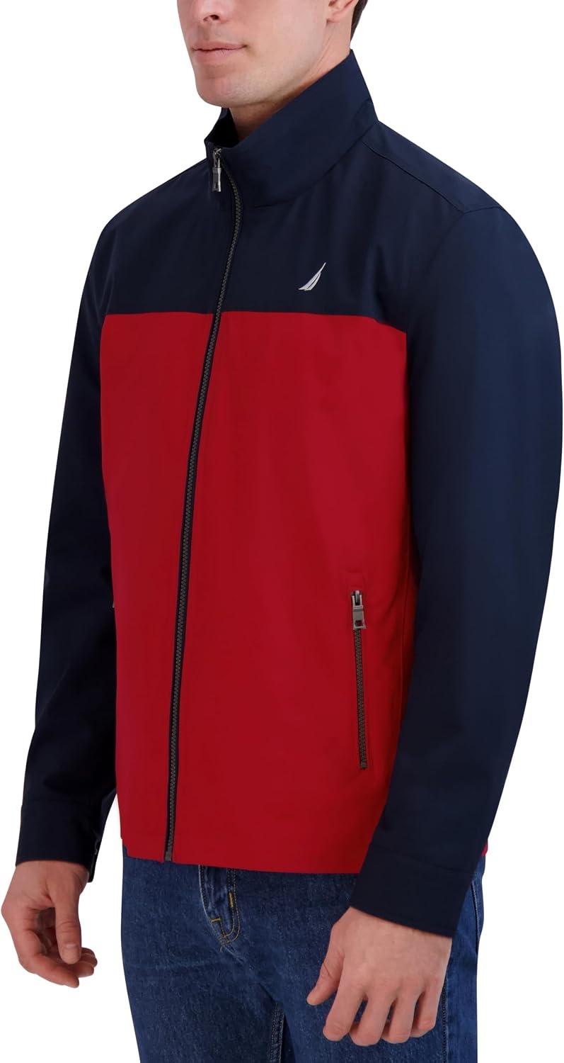 image:imageNautica Mens Golf Jacket Casual Wear Windbreaker Jacket Regular Big amp Tall SizesRed Navy