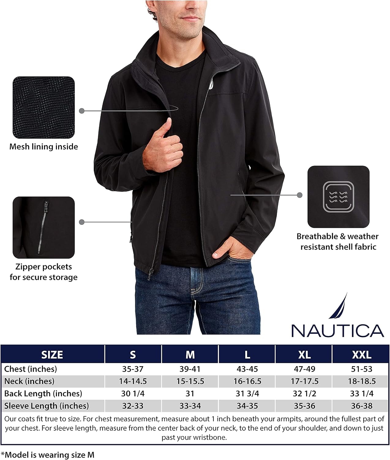 image:imageNautica Mens Golf Jacket Casual Wear Windbreaker Jacket Regular Big amp Tall SizesTaupe