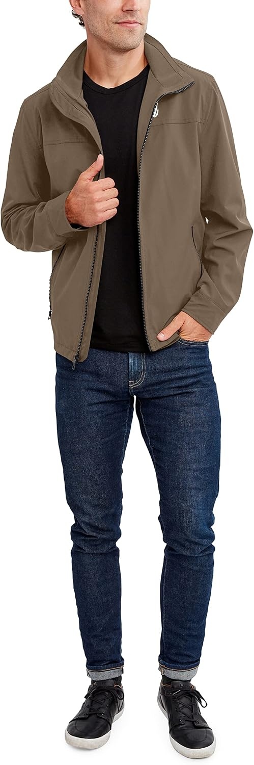 image:imageNautica Mens Golf Jacket Casual Wear Windbreaker Jacket Regular Big amp Tall SizesTaupe