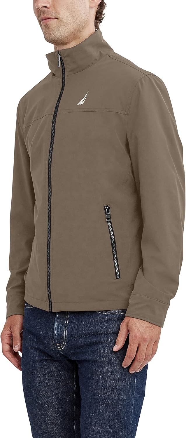 image:imageNautica Mens Golf Jacket Casual Wear Windbreaker Jacket Regular Big amp Tall SizesTaupe