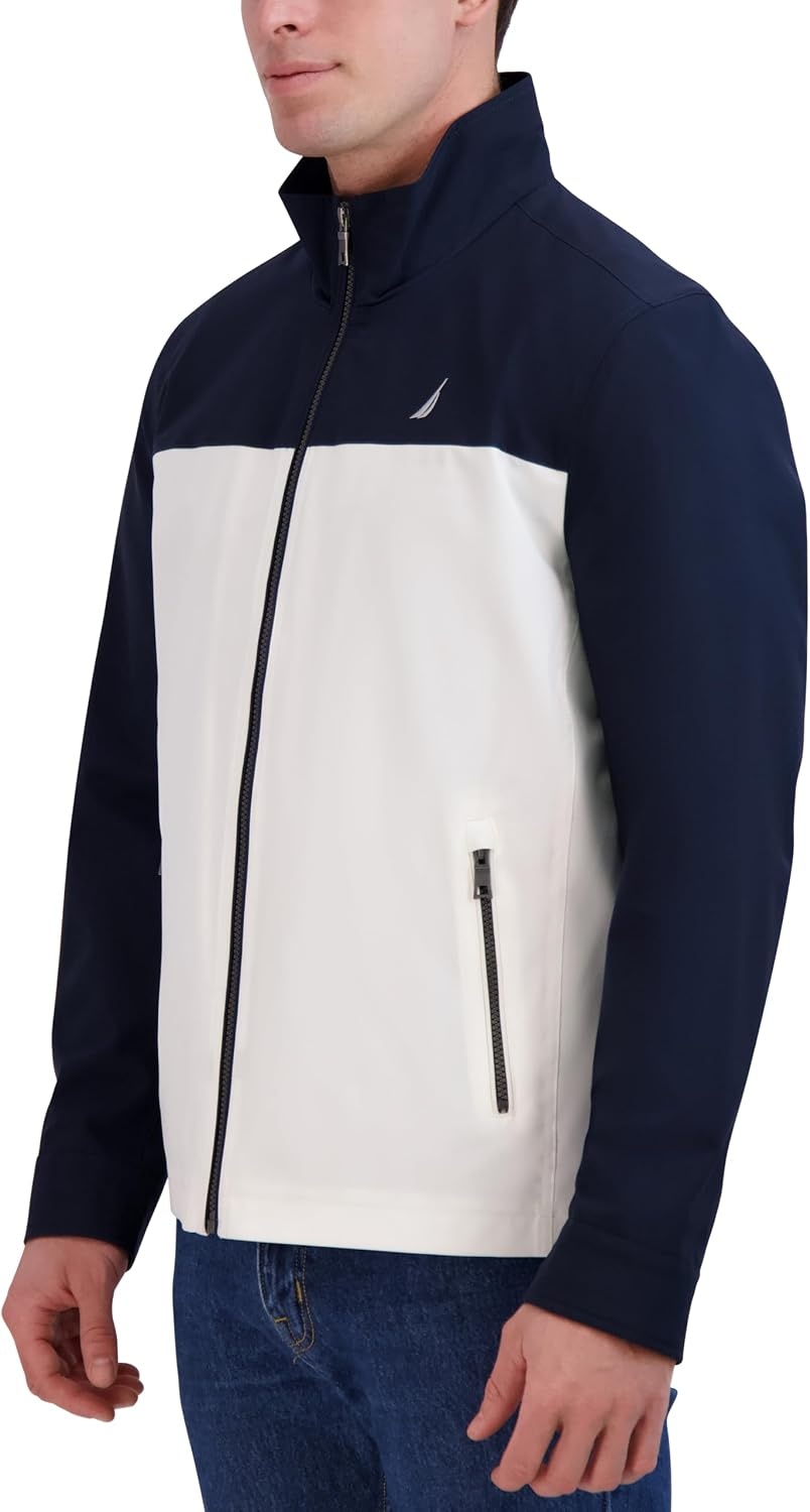image:imageNautica Mens Golf Jacket Casual Wear Windbreaker Jacket Regular Big amp Tall SizesWhite Navy