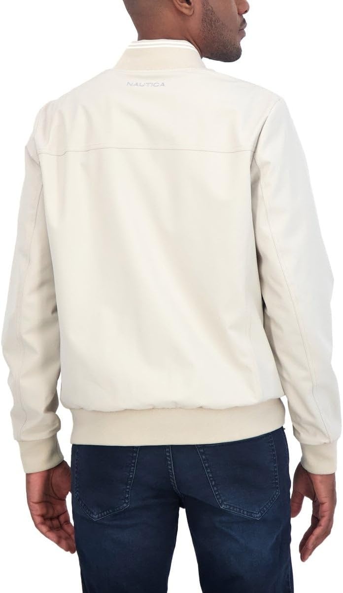 image:imageNautica Mens Lightweight Bomber Jacket Wind amp WaterResistant Regular Big amp Tall SizesBeige