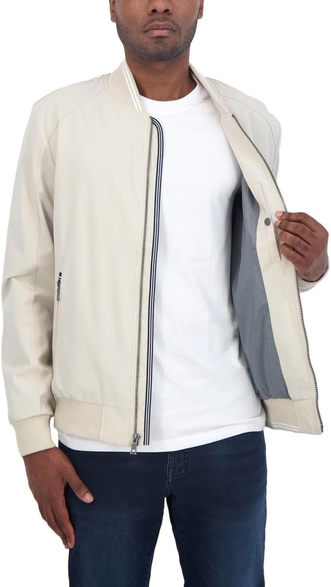 image:imageNautica Mens Lightweight Bomber Jacket Wind amp WaterResistant Regular Big amp Tall SizesBeige