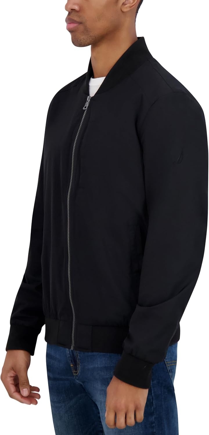 image:imageNautica Mens Lightweight Bomber Jacket Wind amp WaterResistant Regular Big amp Tall SizesJet Black