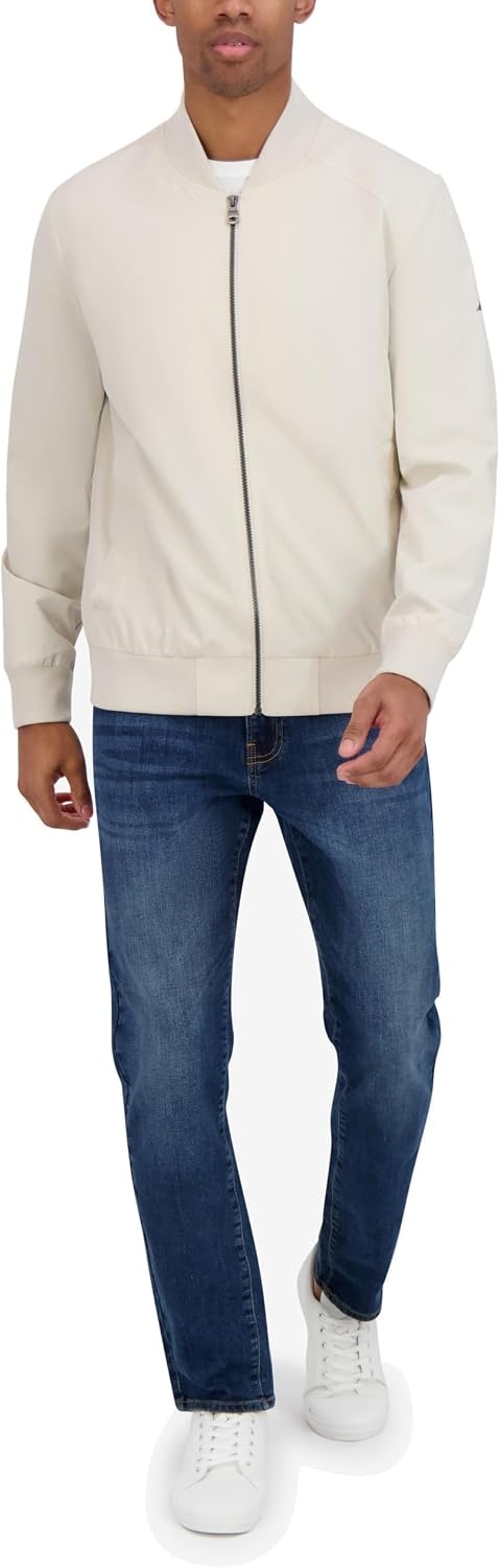 image:imageNautica Mens Lightweight Bomber Jacket Wind amp WaterResistant Regular Big amp Tall SizesOatmeal