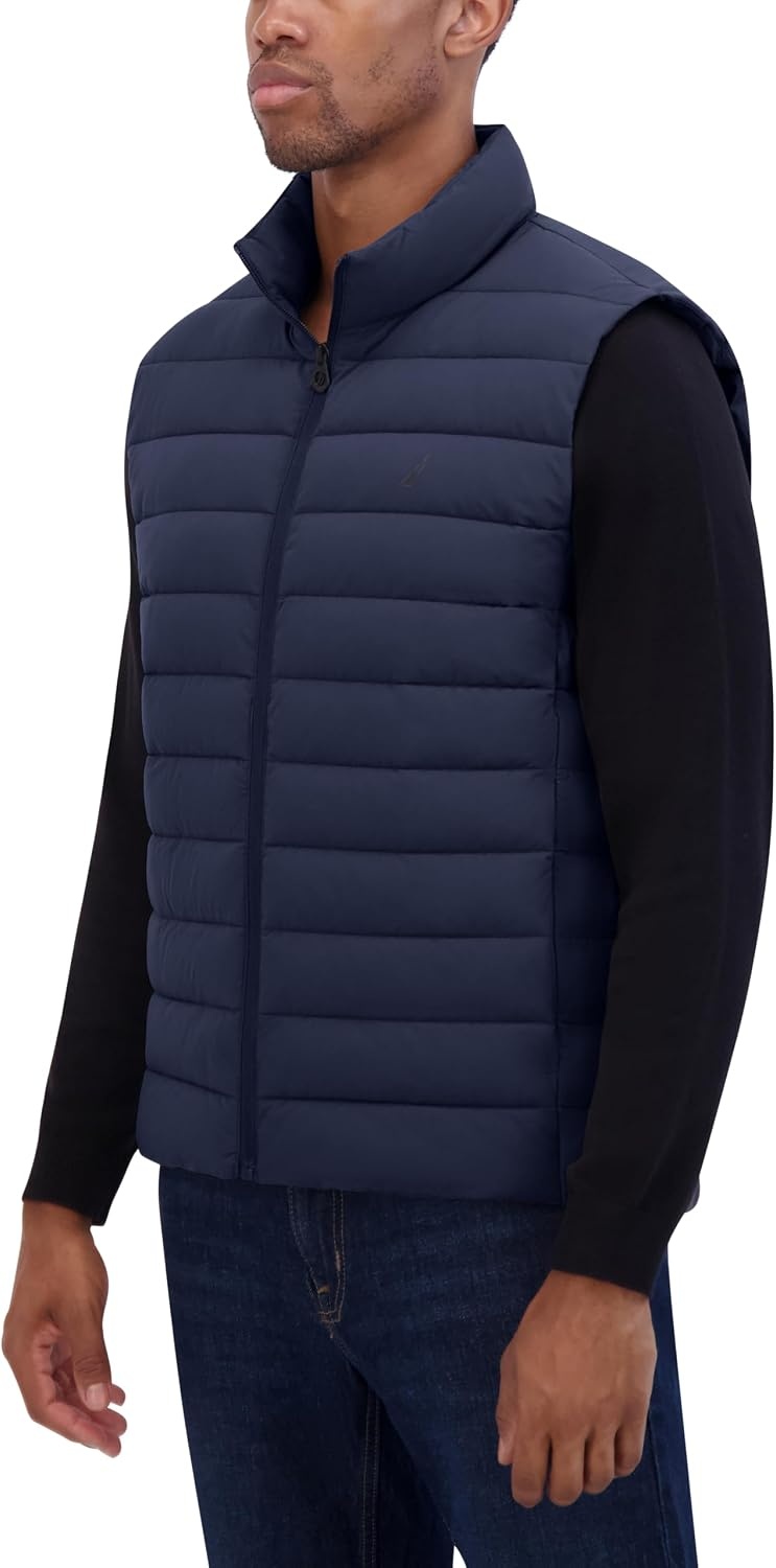 image:imageNautica Mens Lightweight Puffer Vest Wind amp WaterResistantNavy Seas