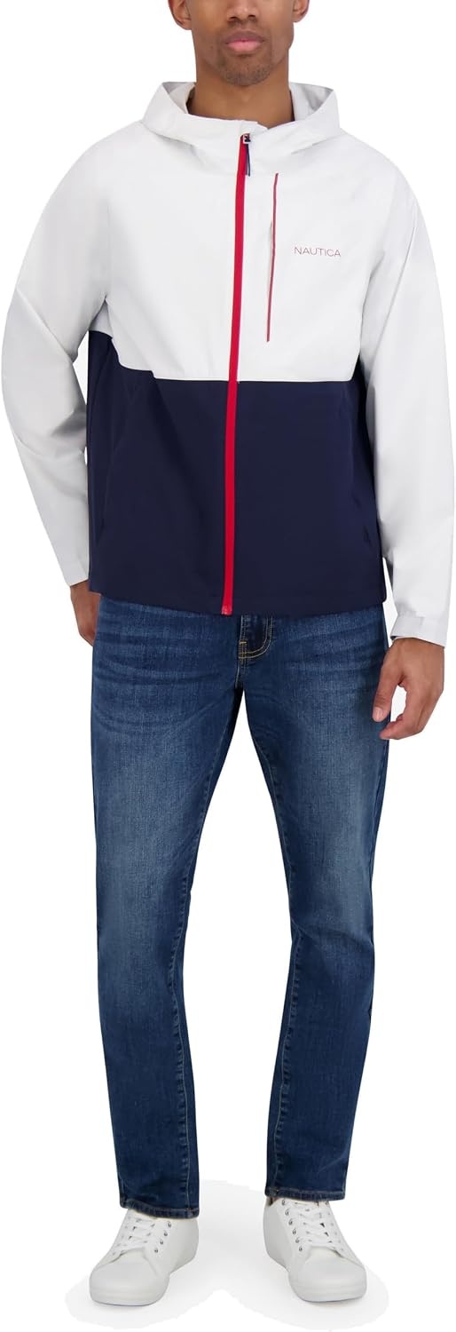 image:imageNautica Mens Lightweight Sailing Jacket Waterproof amp Windproof BreathableWhiteBlue