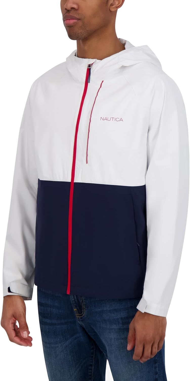 image:imageNautica Mens Lightweight Sailing Jacket Waterproof amp Windproof BreathableWhiteBlue