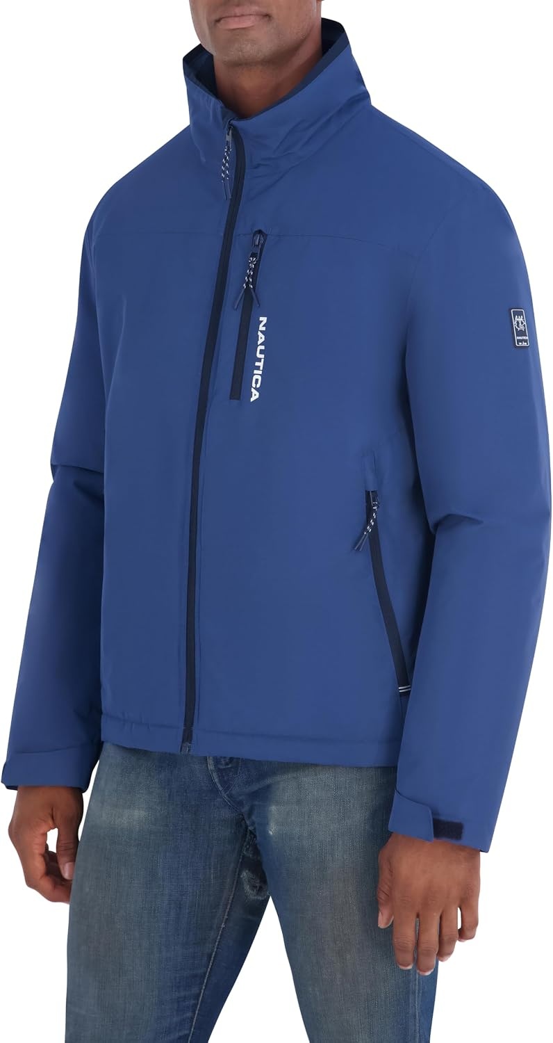 image:imageNautica Mens Sailing Jacket Water Resistant Seam Sealed Zip Front Coastal CoatDark Denim