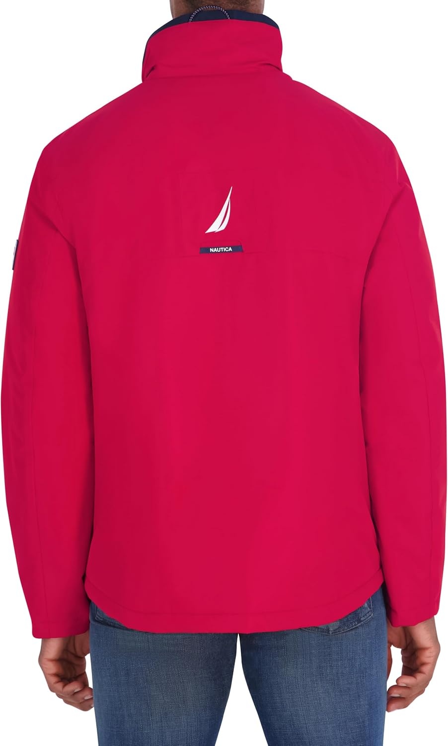 image:imageNautica Mens Sailing Jacket Water Resistant Seam Sealed Zip Front Coastal CoatRed