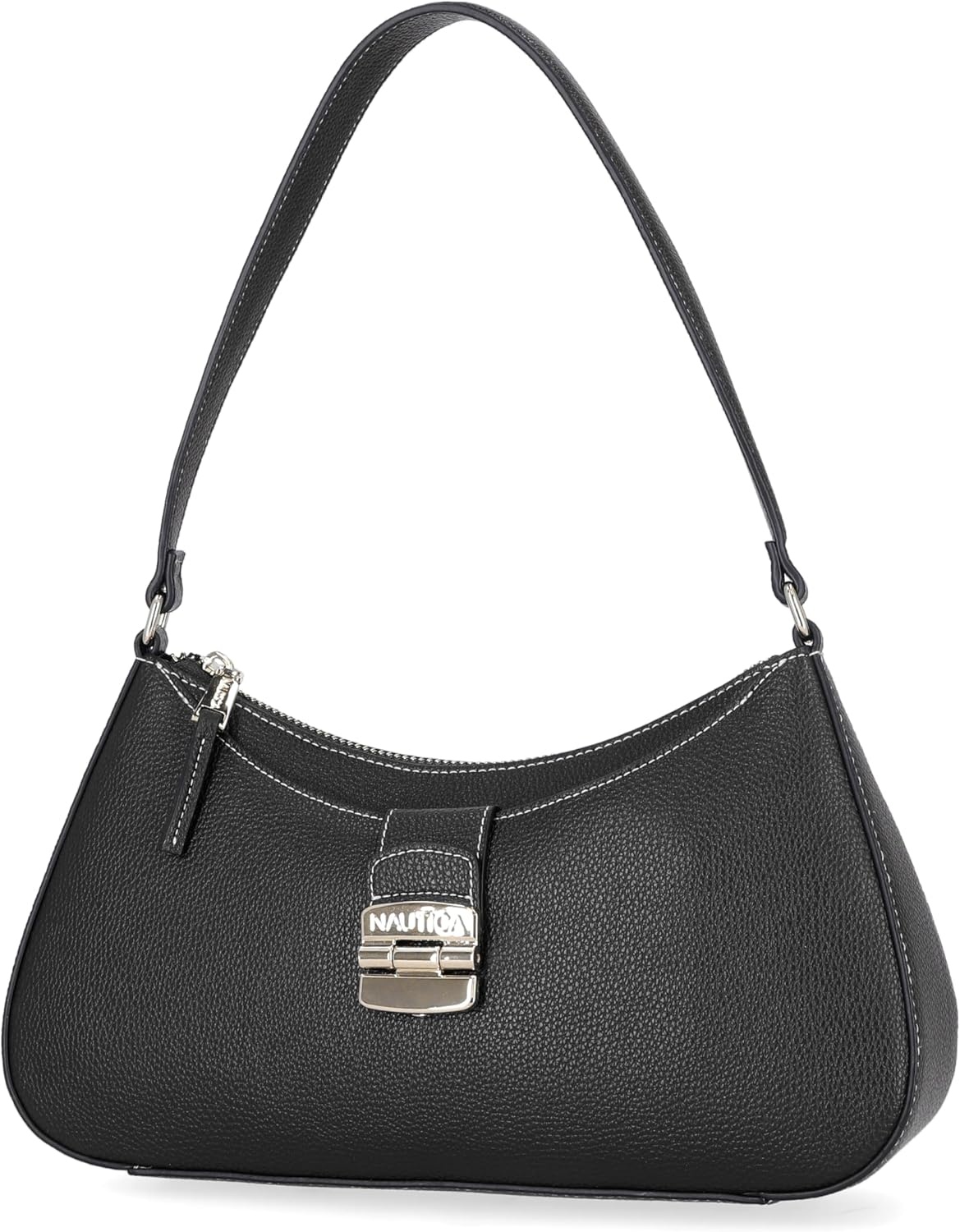 image:imageNautica Voyager Hobo Bag for Women Vegan Leather Womens Purse Large Shoulder Handbag with Zipper ClosureBlack