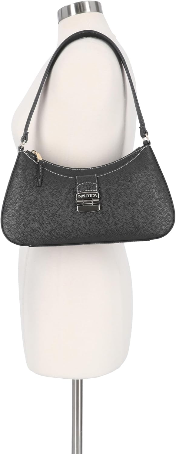 image:imageNautica Voyager Hobo Bag for Women Vegan Leather Womens Purse Large Shoulder Handbag with Zipper ClosureBlack