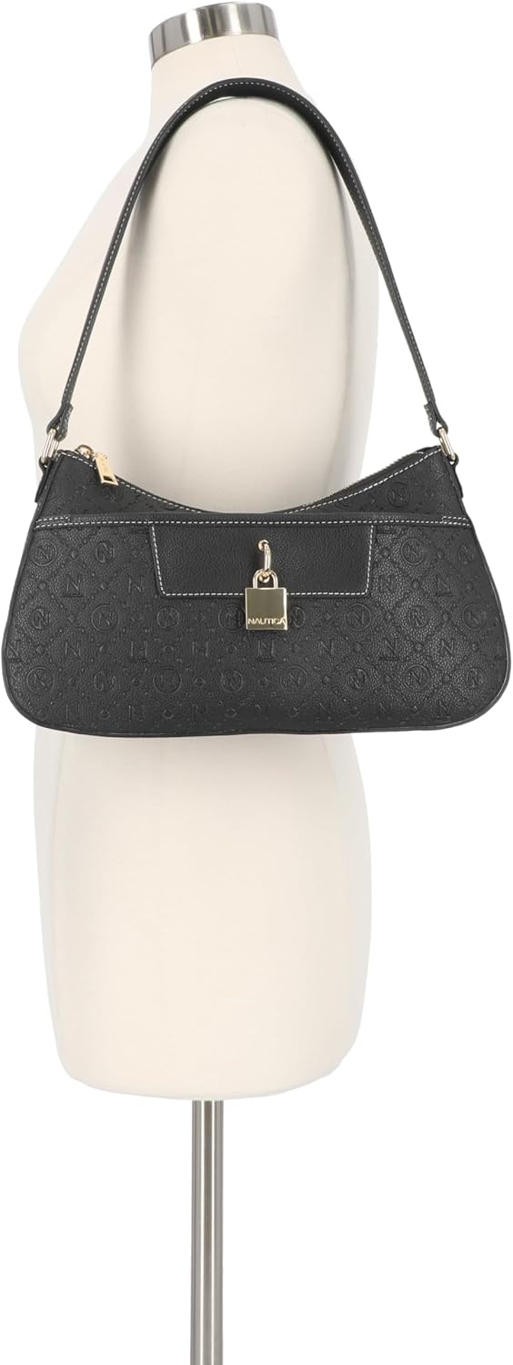 image:imageNautica Voyager Hobo Bag for Women Vegan Leather Womens Purse Large Shoulder Handbag with Zipper ClosureBlack Lockaway