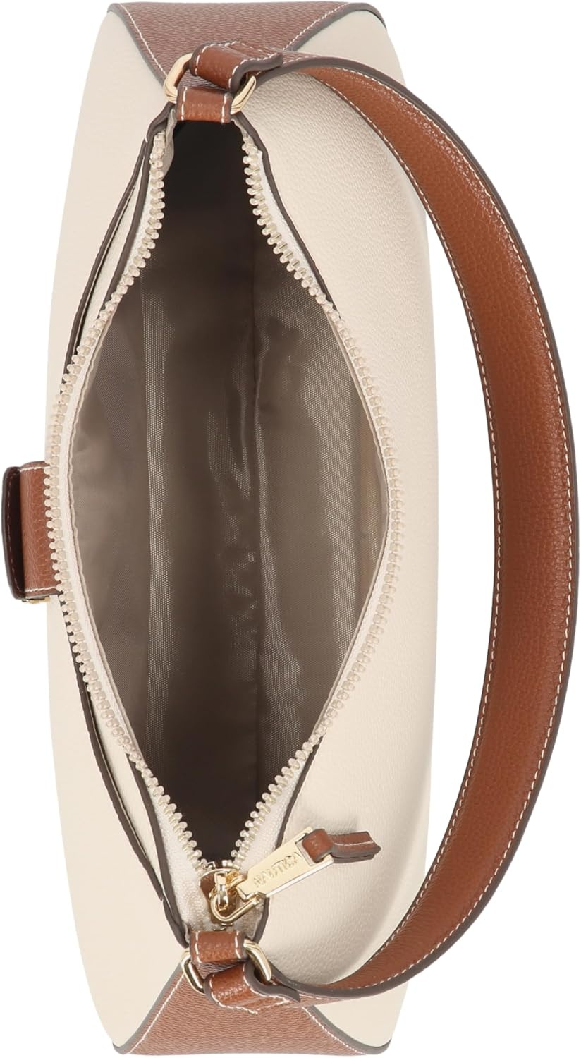 image:imageNautica Voyager Hobo Bag for Women Vegan Leather Womens Purse Large Shoulder Handbag with Zipper ClosureBoneLuggage