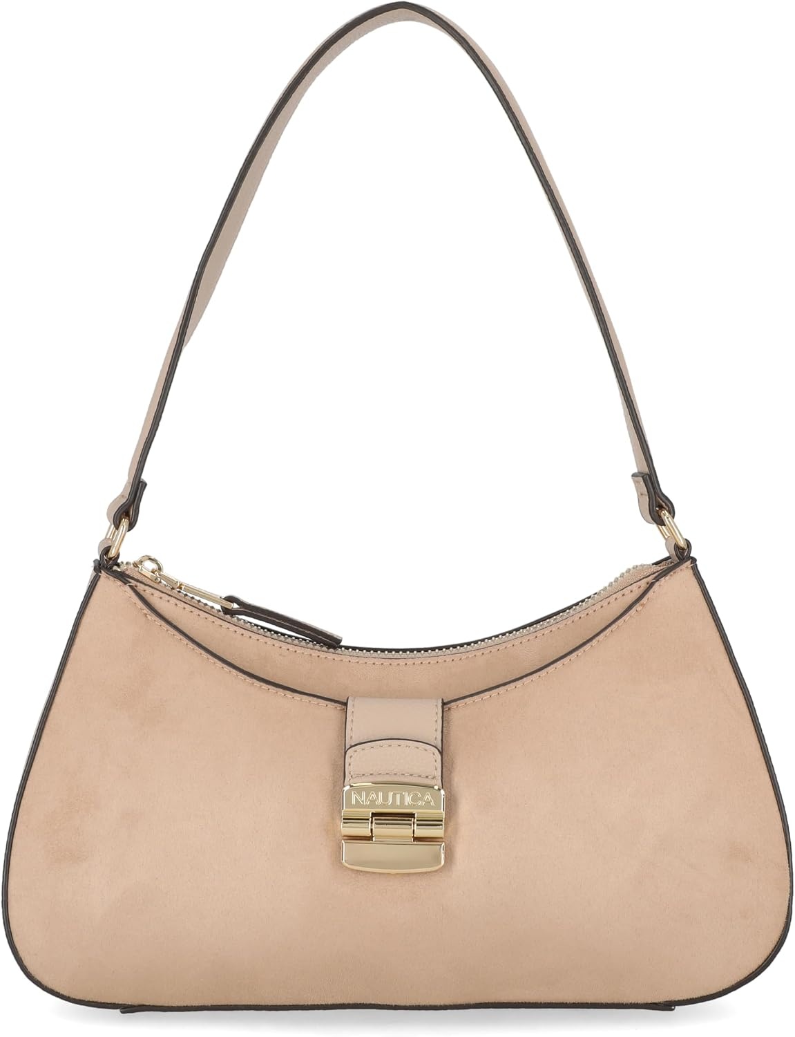 image:imageNautica Voyager Hobo Bag for Women Vegan Leather Womens Purse Large Shoulder Handbag with Zipper ClosureLight Mushroom Suede