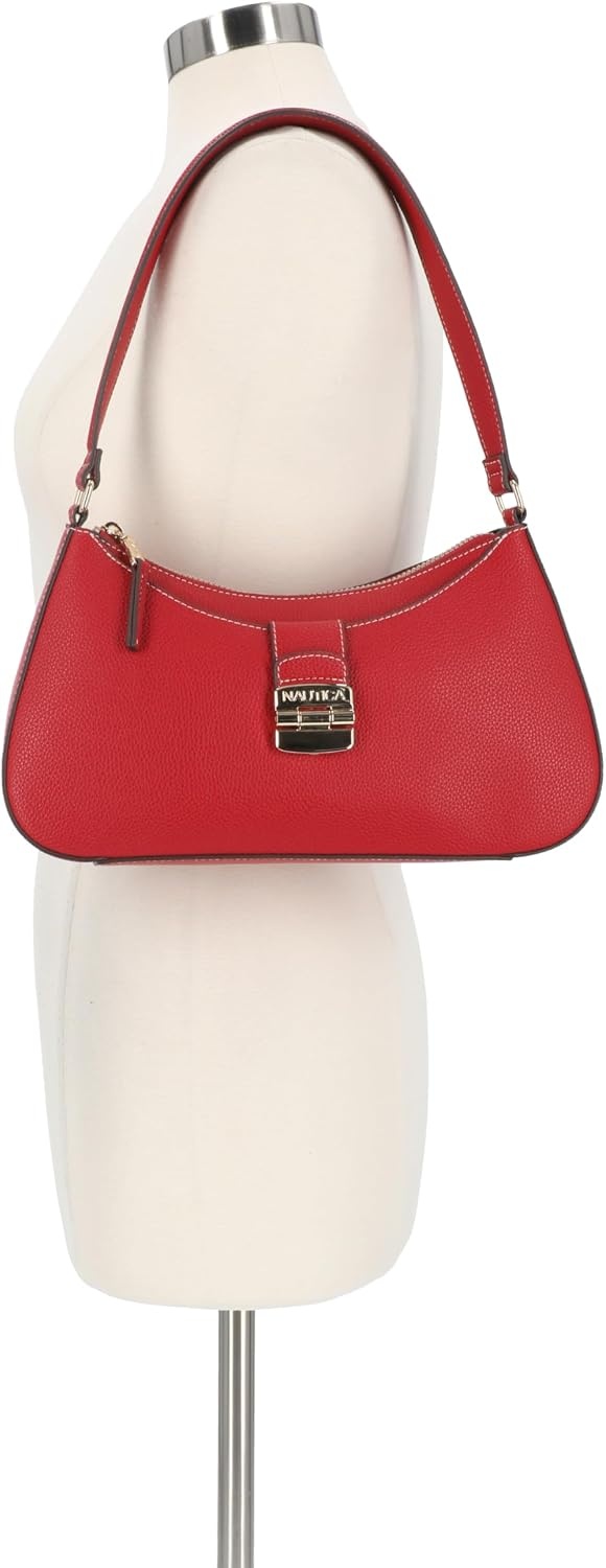 image:imageNautica Voyager Hobo Bag for Women Vegan Leather Womens Purse Large Shoulder Handbag with Zipper ClosureRed