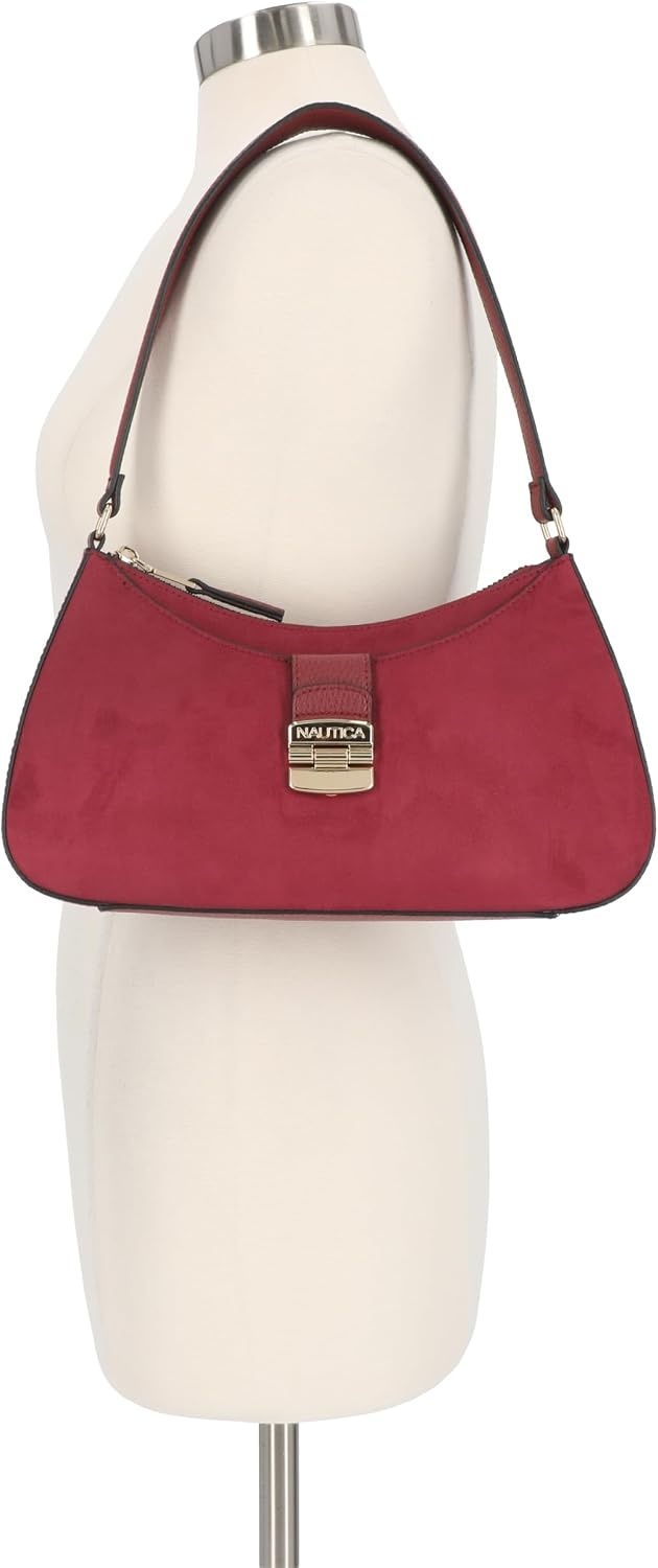 image:imageNautica Voyager Hobo Bag for Women Vegan Leather Womens Purse Large Shoulder Handbag with Zipper ClosureWine Suede