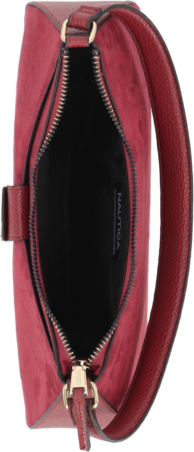 image:imageNautica Voyager Hobo Bag for Women Vegan Leather Womens Purse Large Shoulder Handbag with Zipper ClosureWine Suede