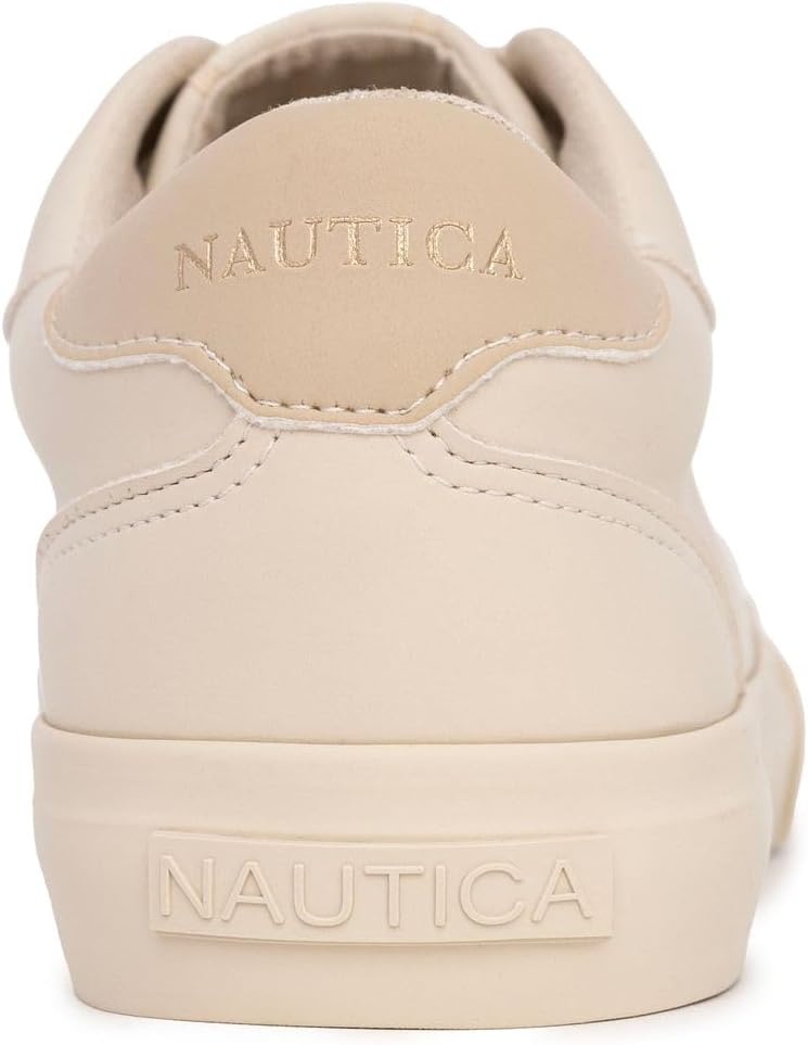 image:imageNautica Womens Fashion Sneaker Classic LowTop LaceUp Casual Shoe with Metal Side Logo and Soft Cushioned Comfort for Everyday WearBone Taupe