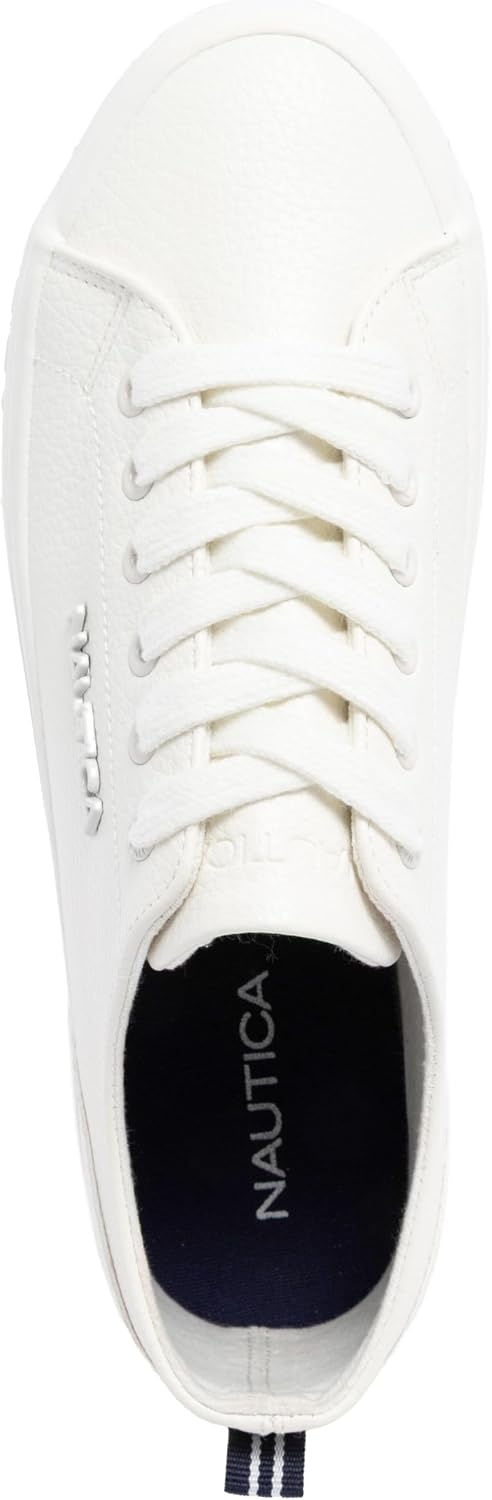 image:imageNautica Womens Fashion Sneaker Classic LowTop LaceUp Casual Shoe with Metal Side Logo and Soft Cushioned Comfort for Everyday WearWhite Aviles
