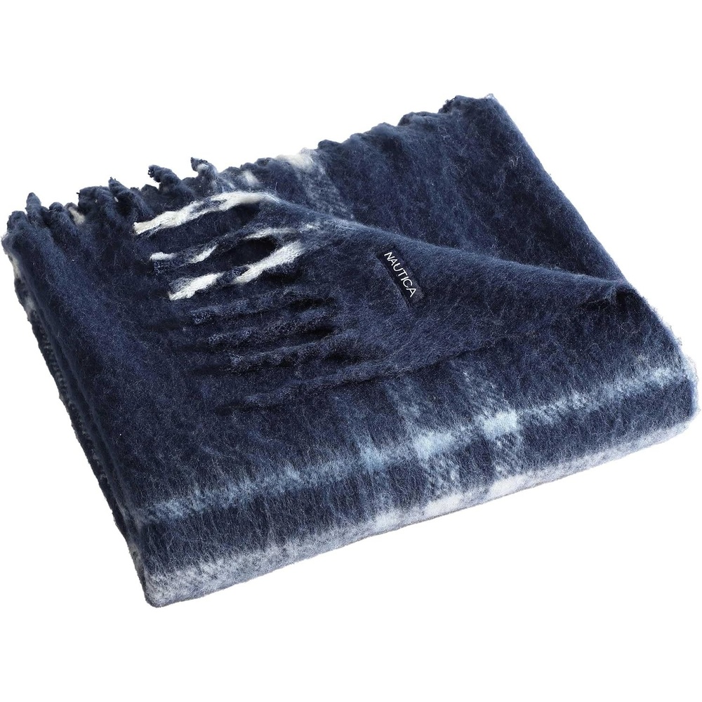 image:imageNautica Blanket Faux Mohair Throw Blanket for Bed or Couch YarnDyed with Soft Textured Feel Medium Weight for Year Round Ryan Cove Plaid Blue 50 x 60Ryan Cove Plaid Blue