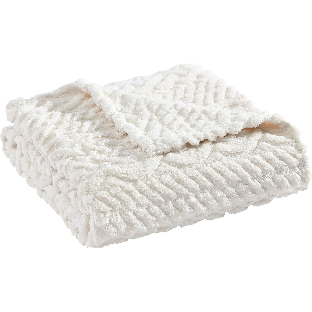 image:imageNautica Throw Blanket Soft Cable Knit Sherpa Bedding Ideal for Bed or Couch Declan Navy 50 x 60Declan Ivory