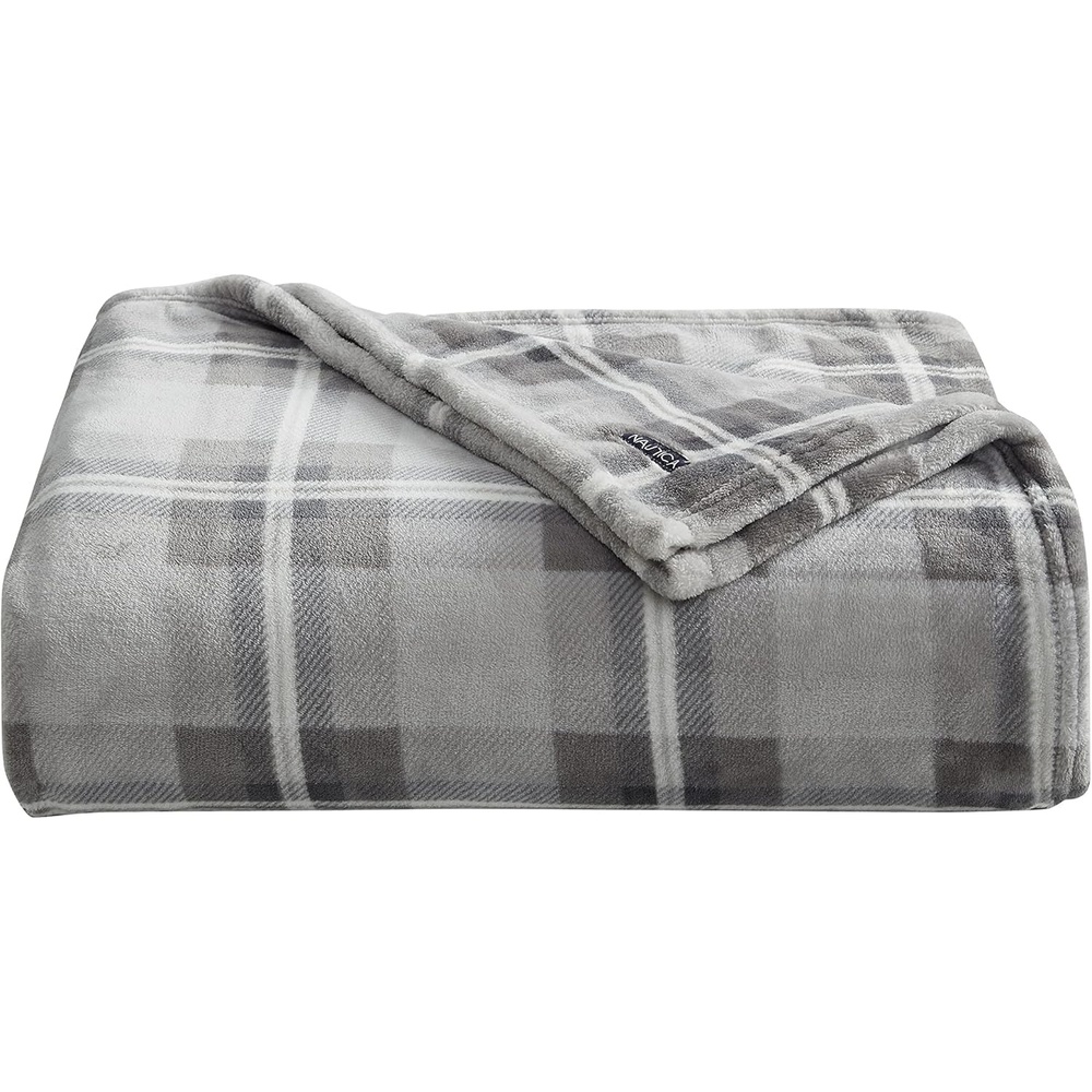image:imageNautica Twin Blanket Soft Plush Fleece Bedding Ideal for Bed or Couch Dorm Essentials OekoTex Certified Lewis Grey