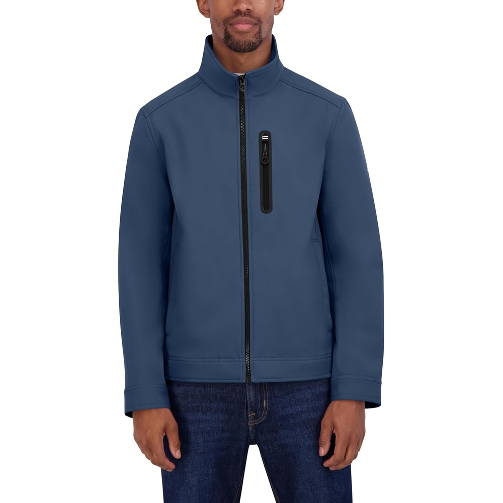 image:imageNautica Mens Bonded Fleece Softshell Jacket  Water Resistant Zip Front Transitional CoatDark Denim