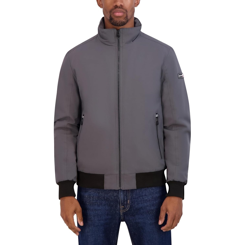 image:imageNautica Mens Lightweight Bomber Jacket WindWaterResistant Regular Big amp Tall SizesMetal Grey