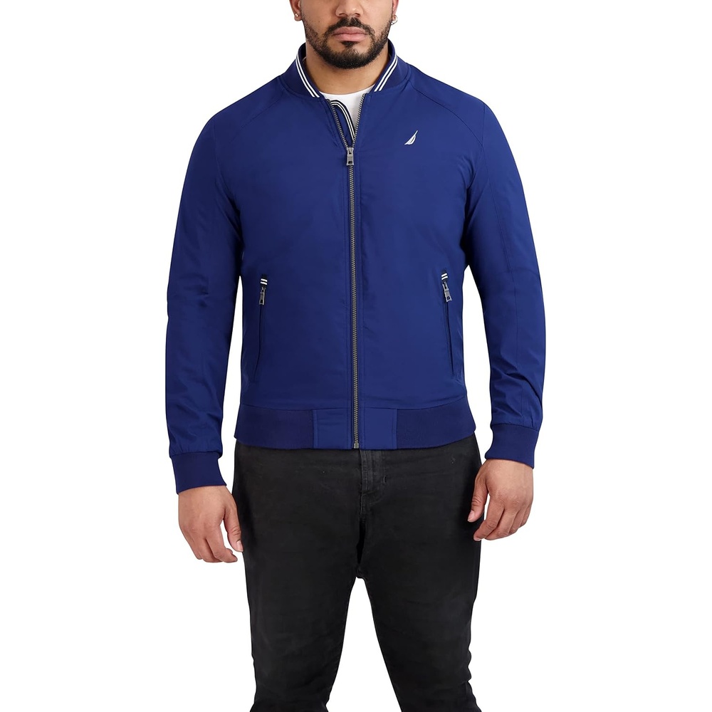 image:imageNautica Mens Lightweight Bomber Jacket  WindWaterResistant Regular Big amp Tall SizesNight Blue