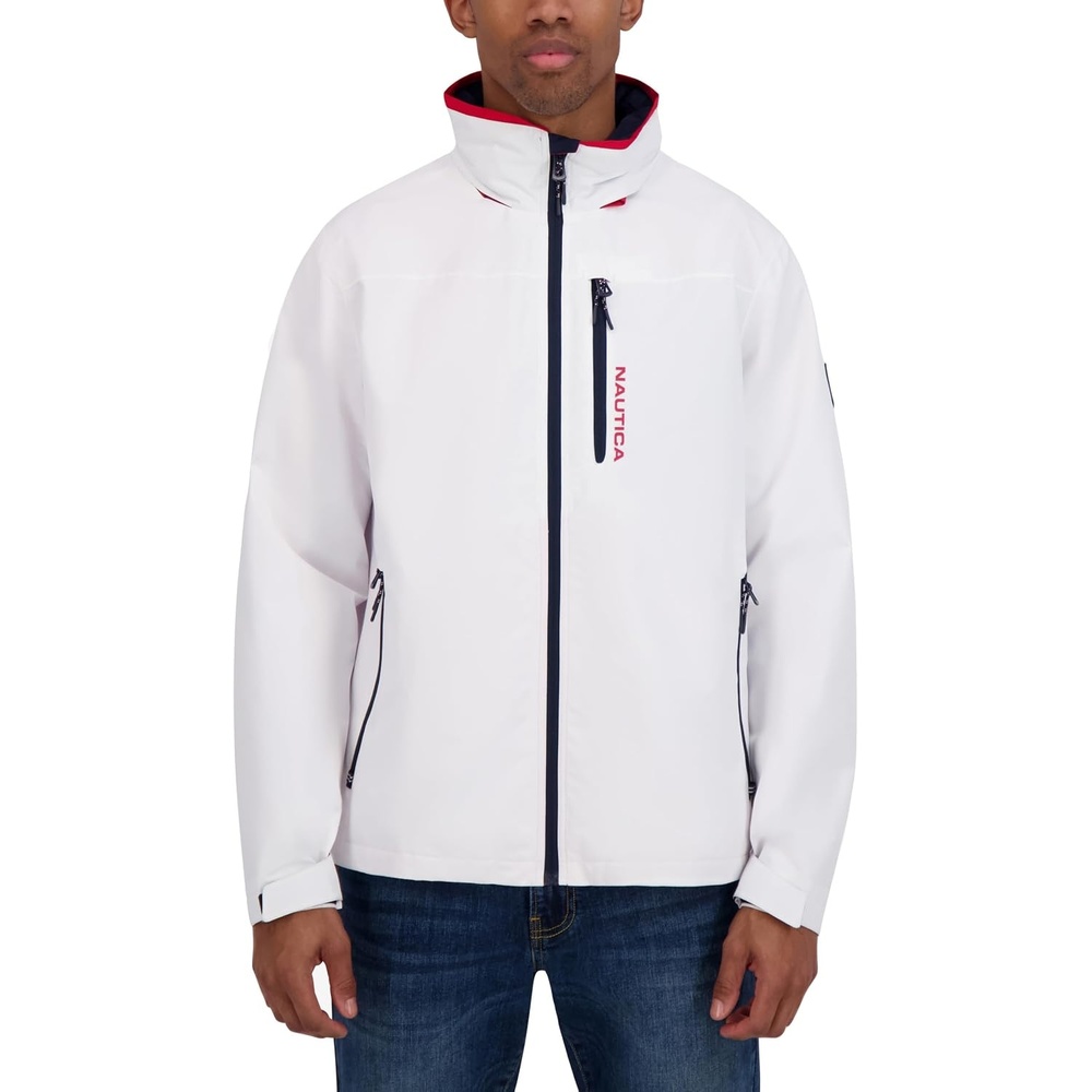 image:imageNautica Mens Lightweight Sailing Jacket Waterproof amp Windproof BreathableBright White