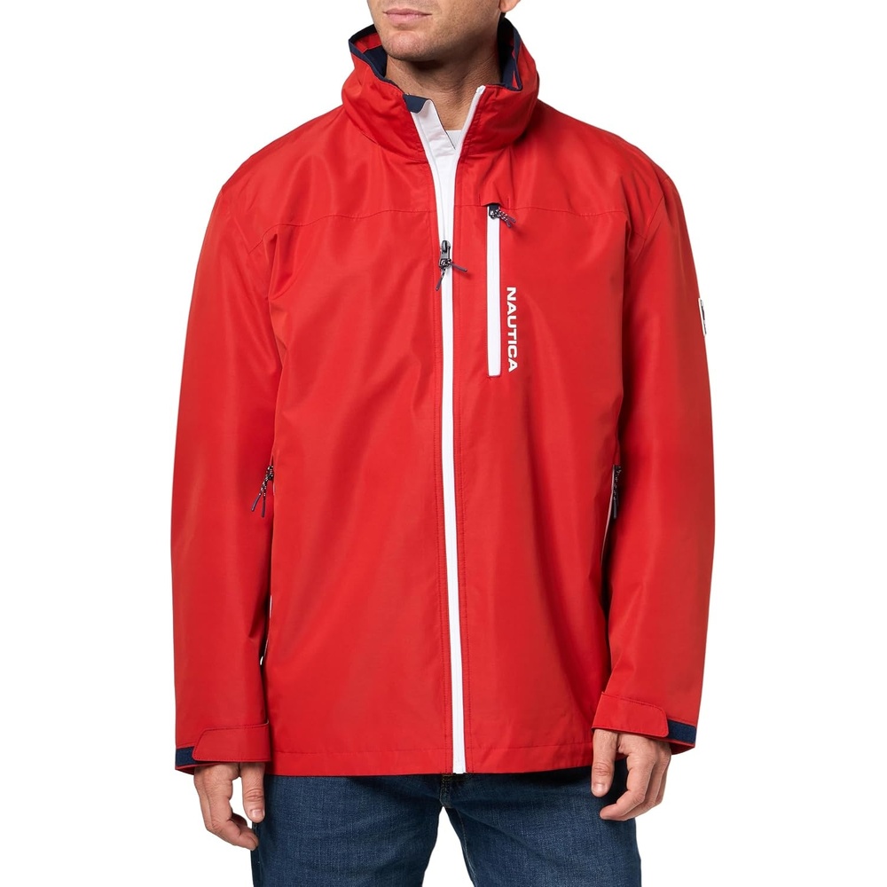 image:imageNautica Mens Lightweight Sailing Jacket Waterproof amp Windproof BreathableCrimson