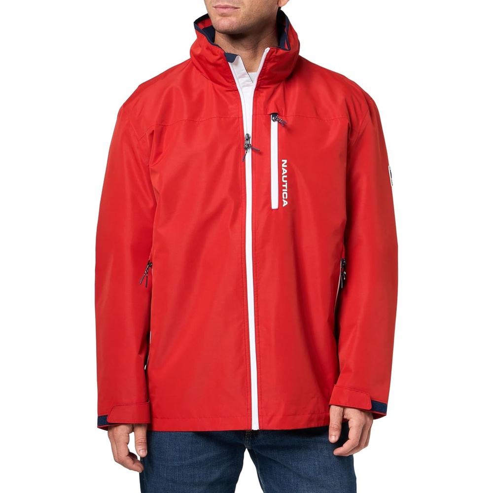 image:imageNautica Mens Lightweight Sailing Jacket Waterproof amp Windproof BreathableP Red