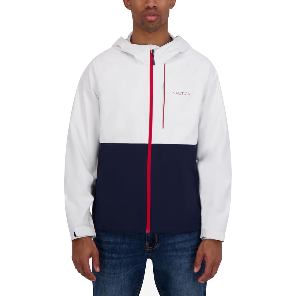 image:imageNautica Mens Lightweight Sailing Jacket Waterproof amp Windproof BreathableWhiteBlue